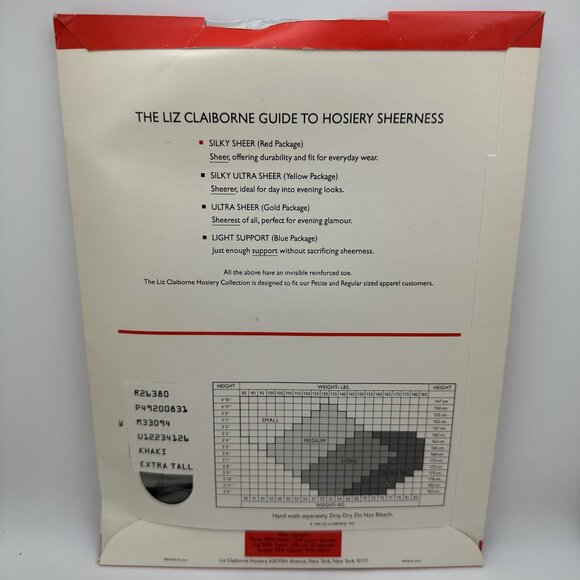 Liz Claiborne Silky Sheer Control Top Extra Tall Khaki Pantyhose Style 831 - Picture 3 of 3